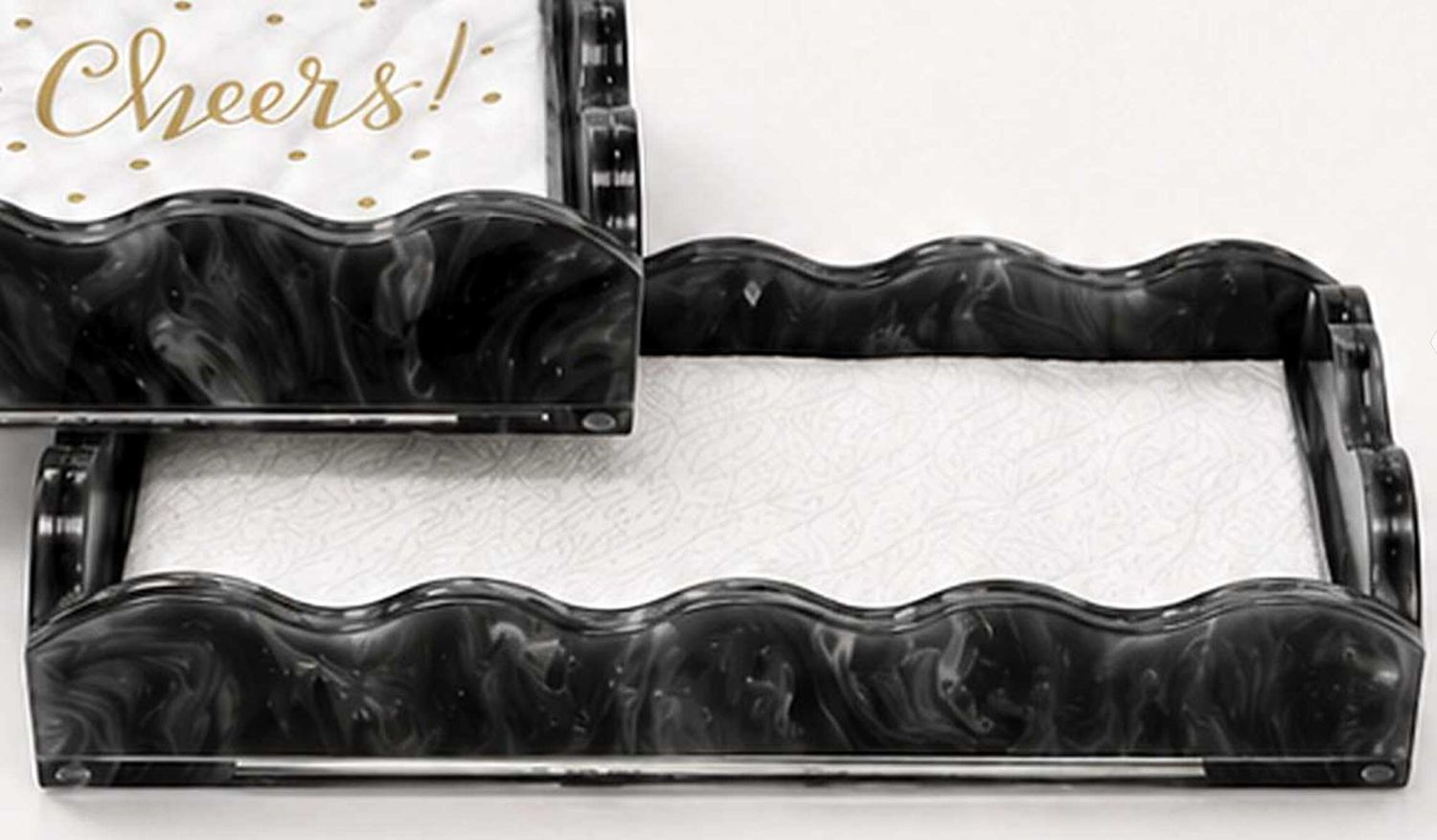 Tizo Lucite Marblelized Guest Towel Tray Black HB282BKNP