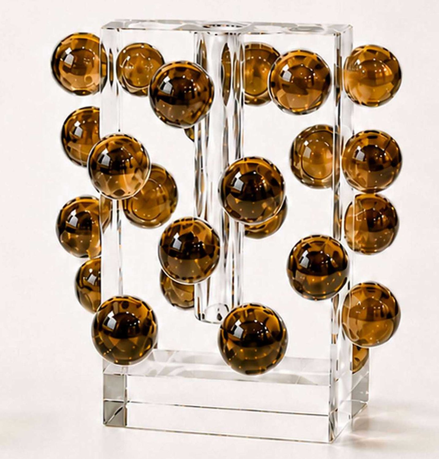 Tizo Crystal Glass Vase Scattered Balls Brown Small 5.5 Inch PH304AMVS