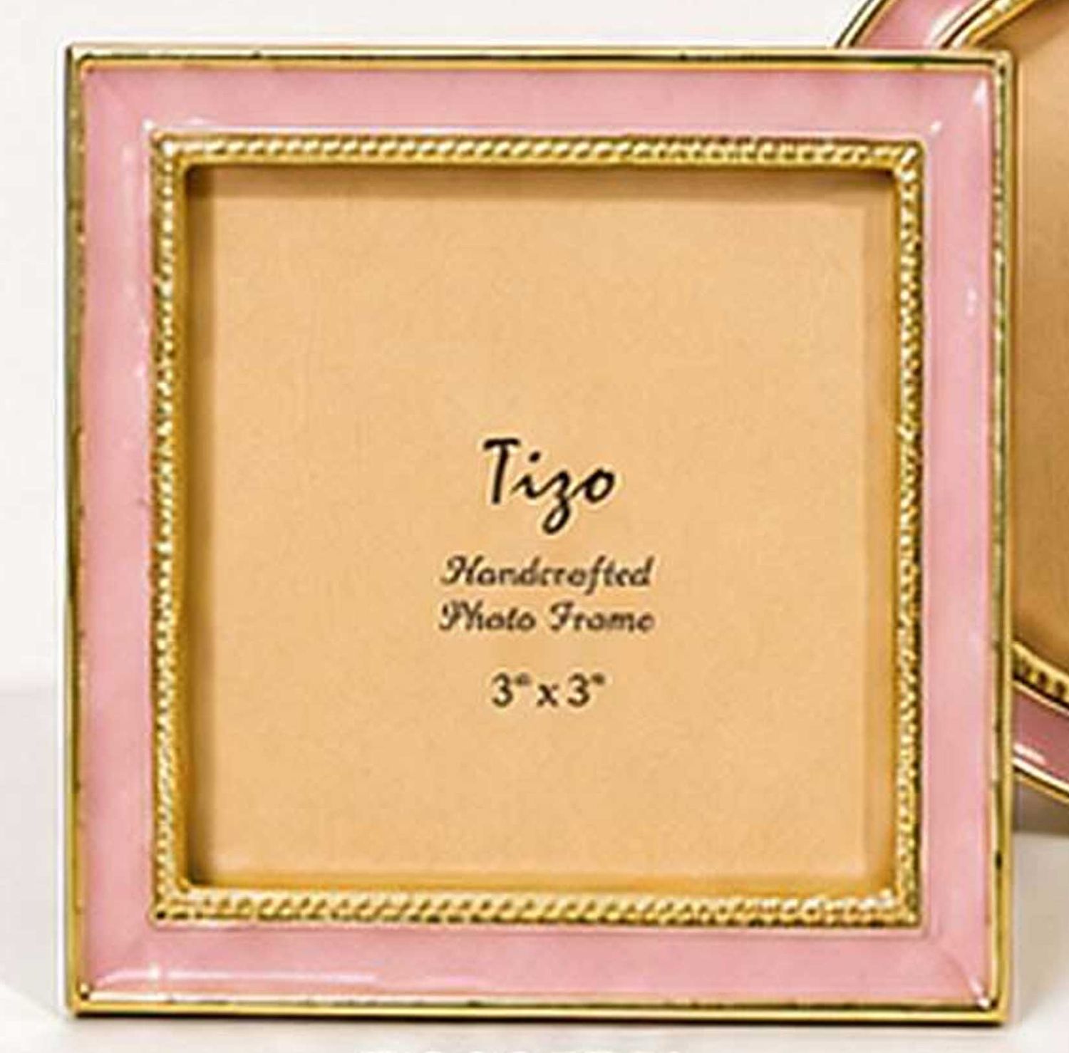Tizo Enamel Gold Picture Frame Pink 3 x 3 Inch RS335PK33