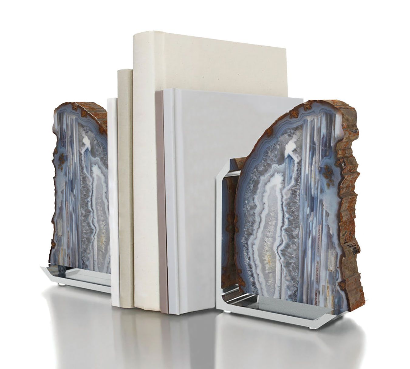 Anna New York Fim Bookends Agate and Silver Set of 2 FI-004, 810345020515