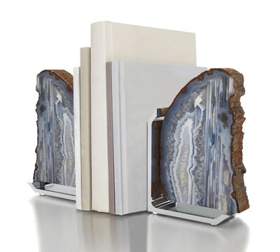 Anna New York Fim Bookends Agate and Silver Set of 2 FI-004, 810345020515