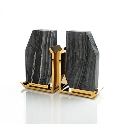 Anna New York Fim Geo Bookends Grey Marble and Gold Set of 2 FIM-GEOS-15G, 850058256078
