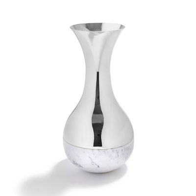 Anna New York Coluna Dual Vase Marble and Silver DUA-VAOS-37N, 810345020577
