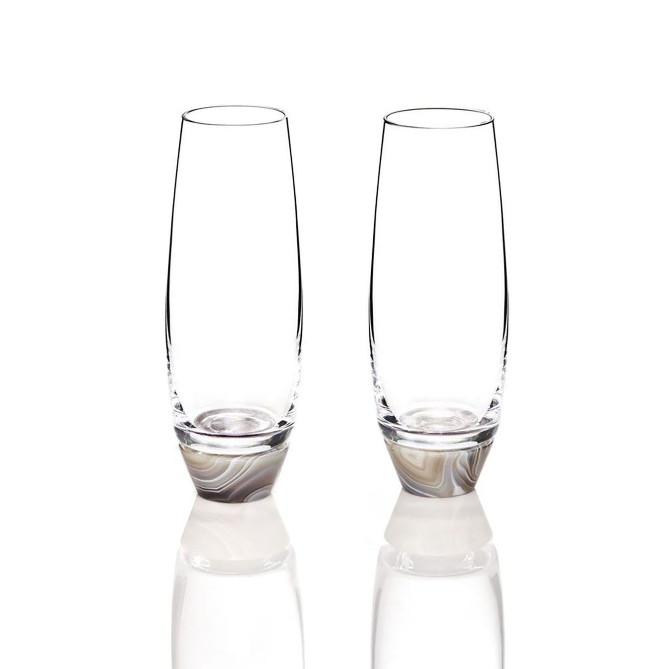 Anna New York Elevo Champagne Glasses Smoke Agate Set of 2 ELE-CGS2-06L, 858027008611