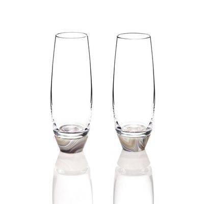 Anna New York Elevo Champagne Glasses Smoke Agate Set of 2 ELE-CGS2-06L, 858027008611