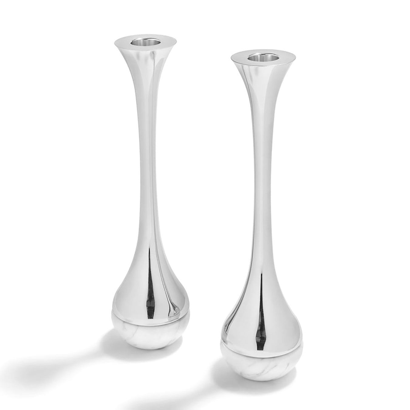 Anna New York Coluna Dual Candleholders Marble and Silver Set of 2 DUA-CDS2-37N, 810345020553
