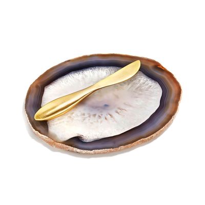 Anna New York Ita Cheese Plate and Forma Spreader Sand Agate and Gold ITF-PSS2-23G, 810345028504