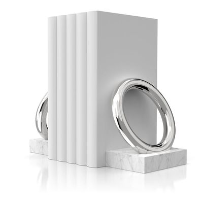 Anna New York Ring Bookends Marble and Silver Set of 2 RIN-BOS2-37S, 850013927852