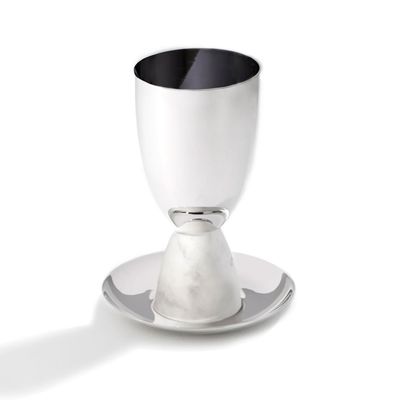Anna New York Coluna Kiddush Cup Marble and Silver JUD-KCOS-37T, 850013927579