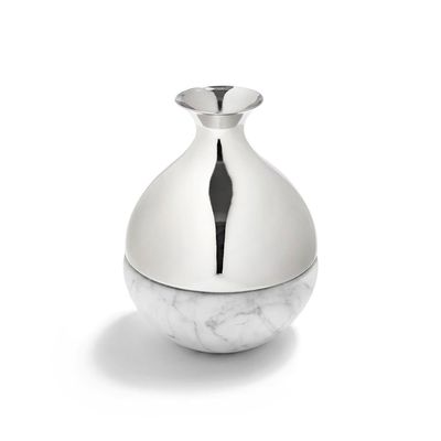 Anna New York Coluna Dual Bud Vase Marble and Silver DUA-BVOS-37N, 810345020546