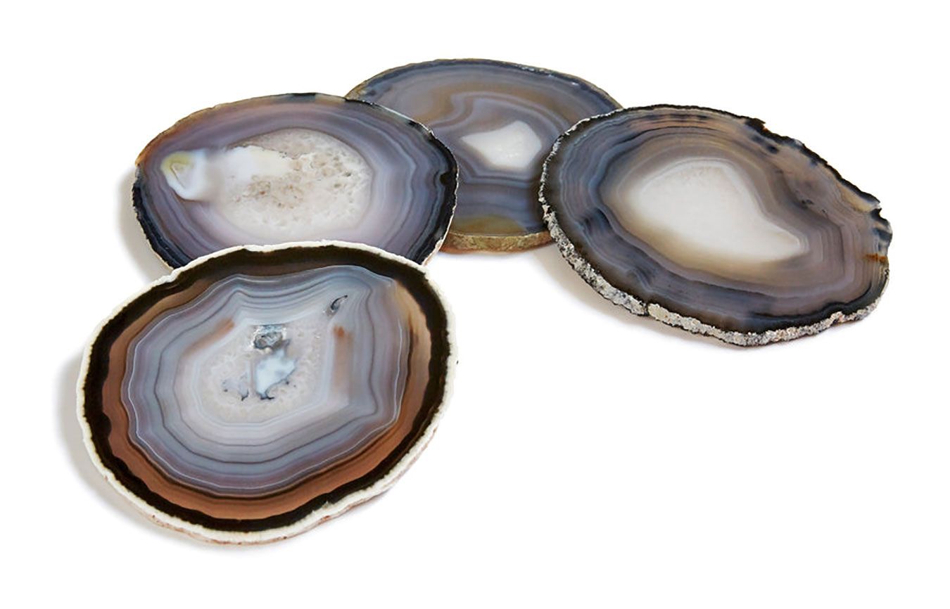 Anna New York Pedra Coasters Smoke Agate Set of 4 PE-0190, 810345026531