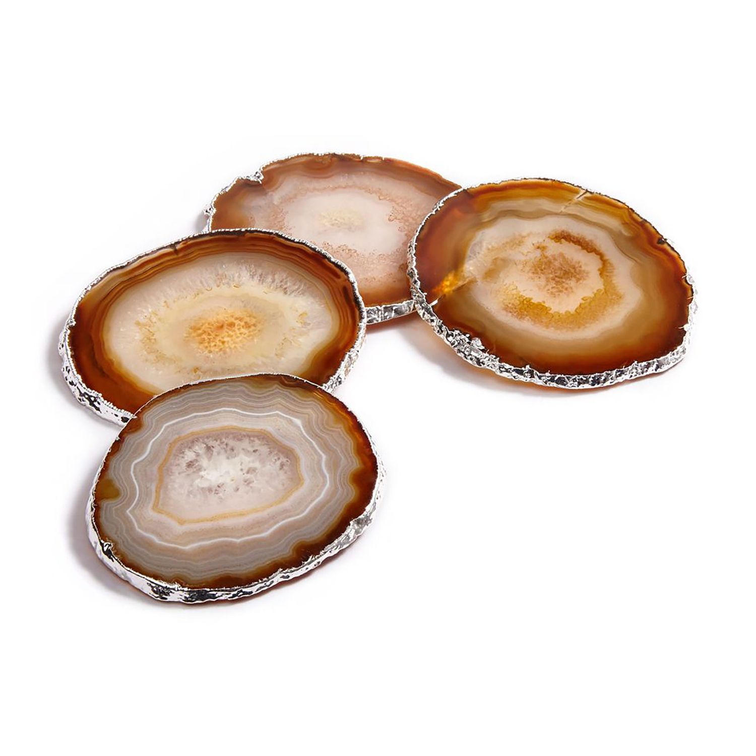 Anna New York Lumino Coasters Sand Agate and Silver Set of 4 LM-002, 810345020140