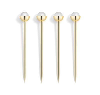 Anna New York Hospitality Cocktail Picks Crystal and Gold Set of 4 HOS-CPS4-22G, 850013927807