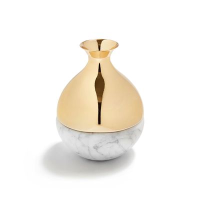 Anna New York Coluna Dual Bud Vase Marble and Gold DUA-BVOS-37B, 810345029976