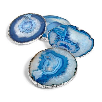 Anna New York Lumino Coasters Azure Agate and Silver Set of 4 LM-005, 810345020171