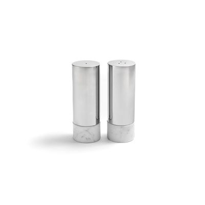 Anna New York Coluna Dual Salt and Pepper Marble and Silver Set of 2 DUA-SPS2-37T, 850058256047