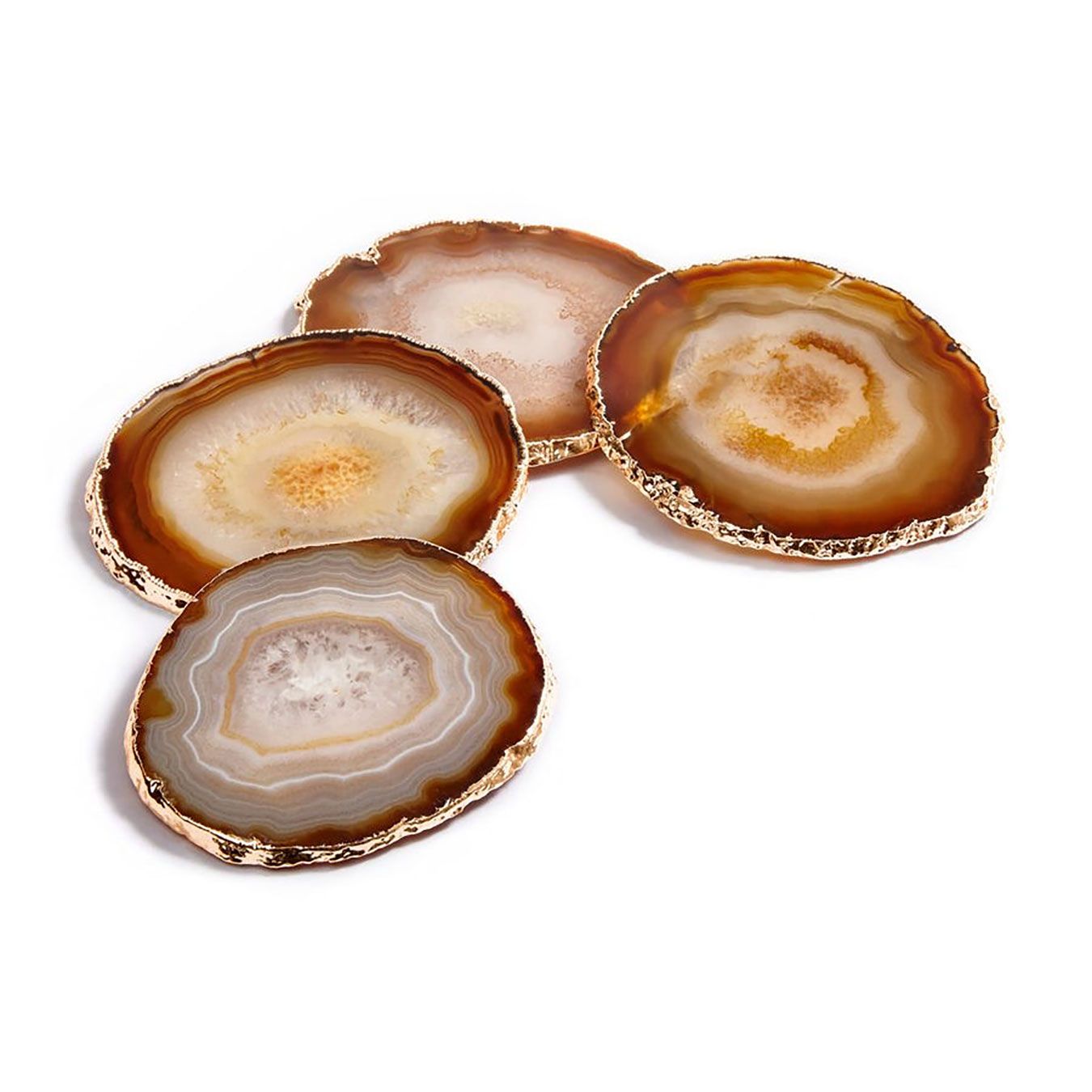 Anna New York Lumino Coasters Sand Agate and Gold Set of 4 LM-004, 810345020164
