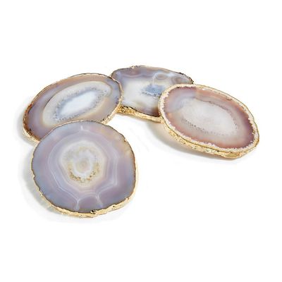 Anna New York Lumino Coasters Smoke Agate and Gold Set of 4 LM-003, 810345020157