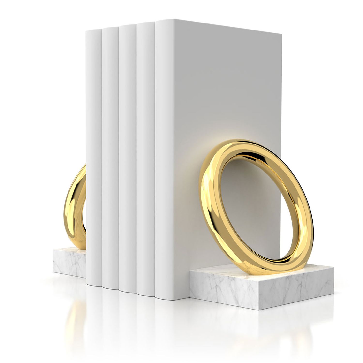 Anna New York Ring Bookends Marble and Gold Set of 2 RIN-BOS2-37G, 850013927869