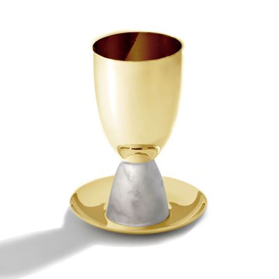 Anna New York Coluna Kiddush Cup Marble and Gold JUD-KCOS-37G, 850013927951