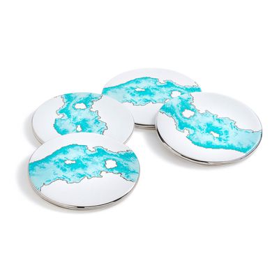 Anna New York Talianna Ocean Coasters Aqua and Silver Set of 4 OCE-COS4-96S, 850013927180