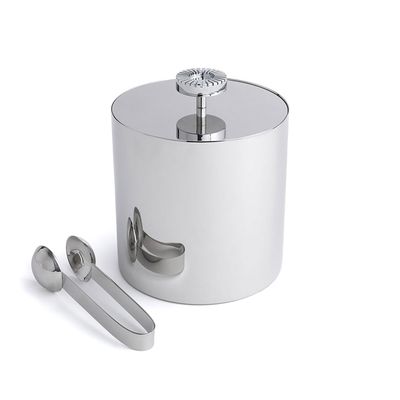 Anna New York Striations Ice Bucket and Tongs Silver STR-IBWT-15T, 850058256115