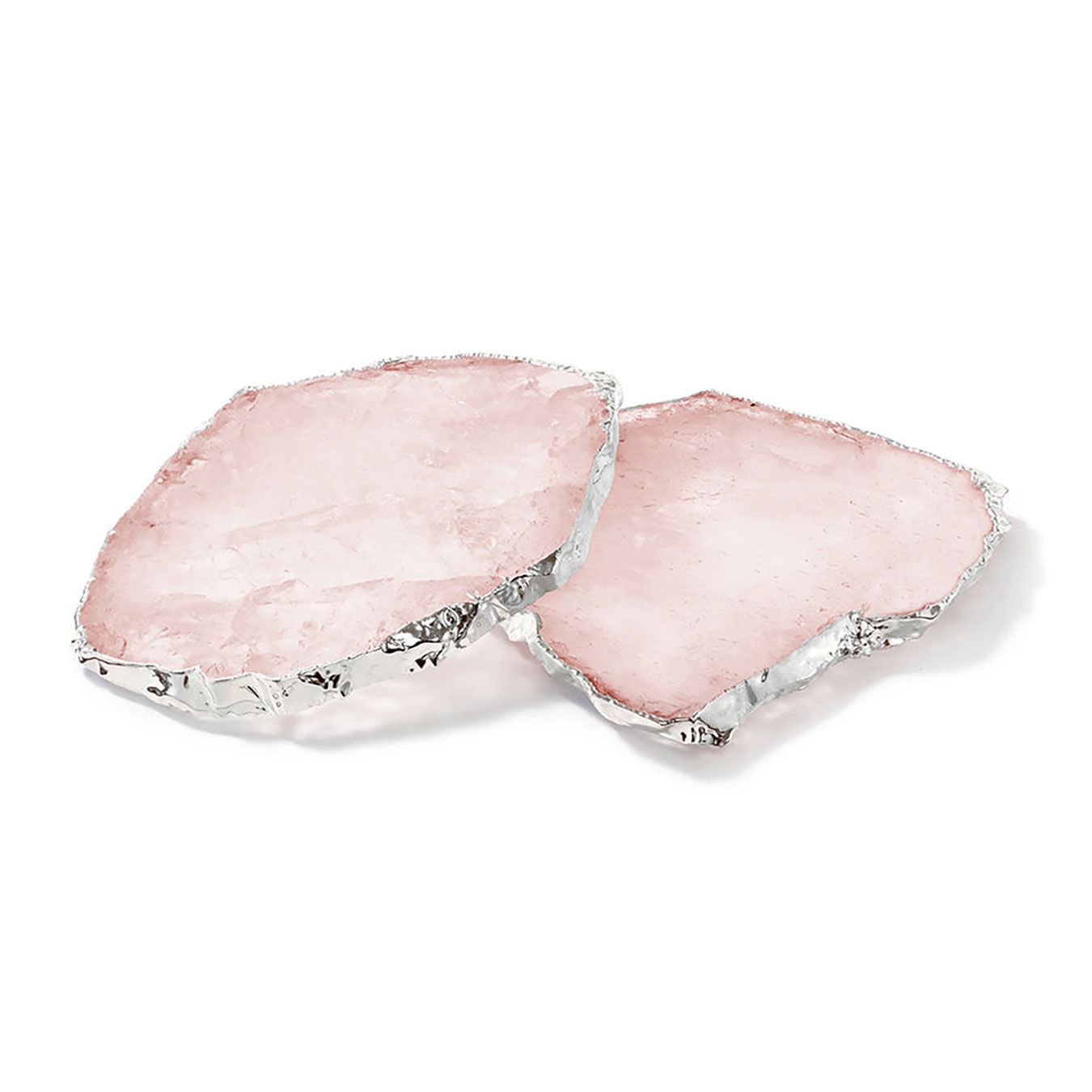 Anna New York Kivita Coasters Rose Quartz and Silver Set of 2 KV-002, 810345022847