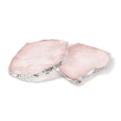 Anna New York Kivita Coasters Rose Quartz and Silver Set of 2 KV-002, 810345022847