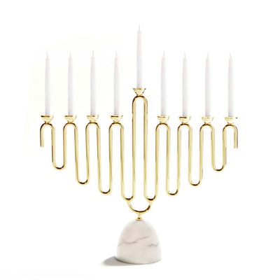 Anna New York Coluna Menorah Marble and Gold JUD-MEOS-37G, 850013927814