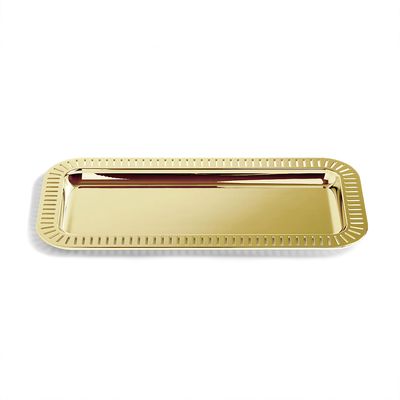 Anna New York Striations Serving Tray Small Rectangular Gold STR-RETS-15G, 850058256313