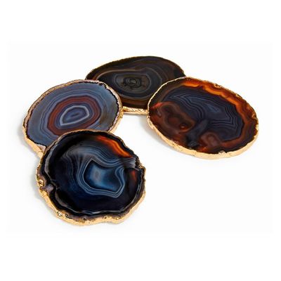 Anna New York Lumino Coasters Midnight Agate and Gold Set of 4 LM-008, 810345022076