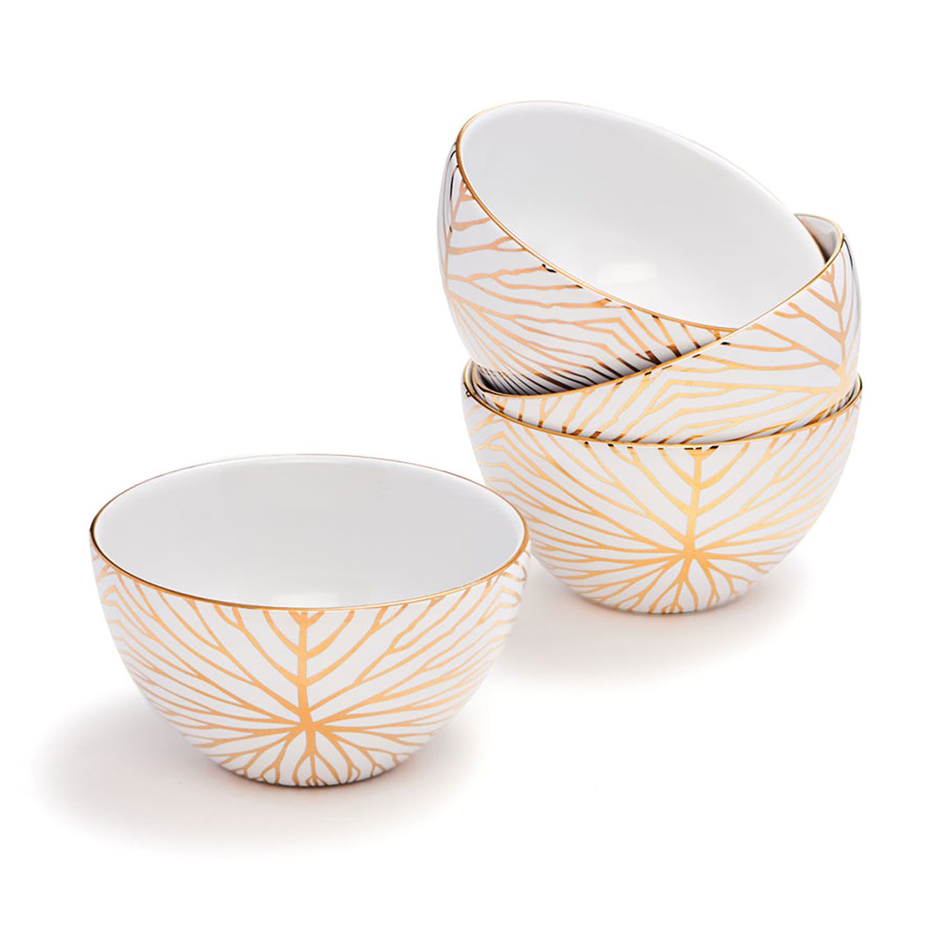 Anna New York Talianna Lily Pad Bowls White and Gold Set of 4 LLP-DBS4-99G, 850013927364