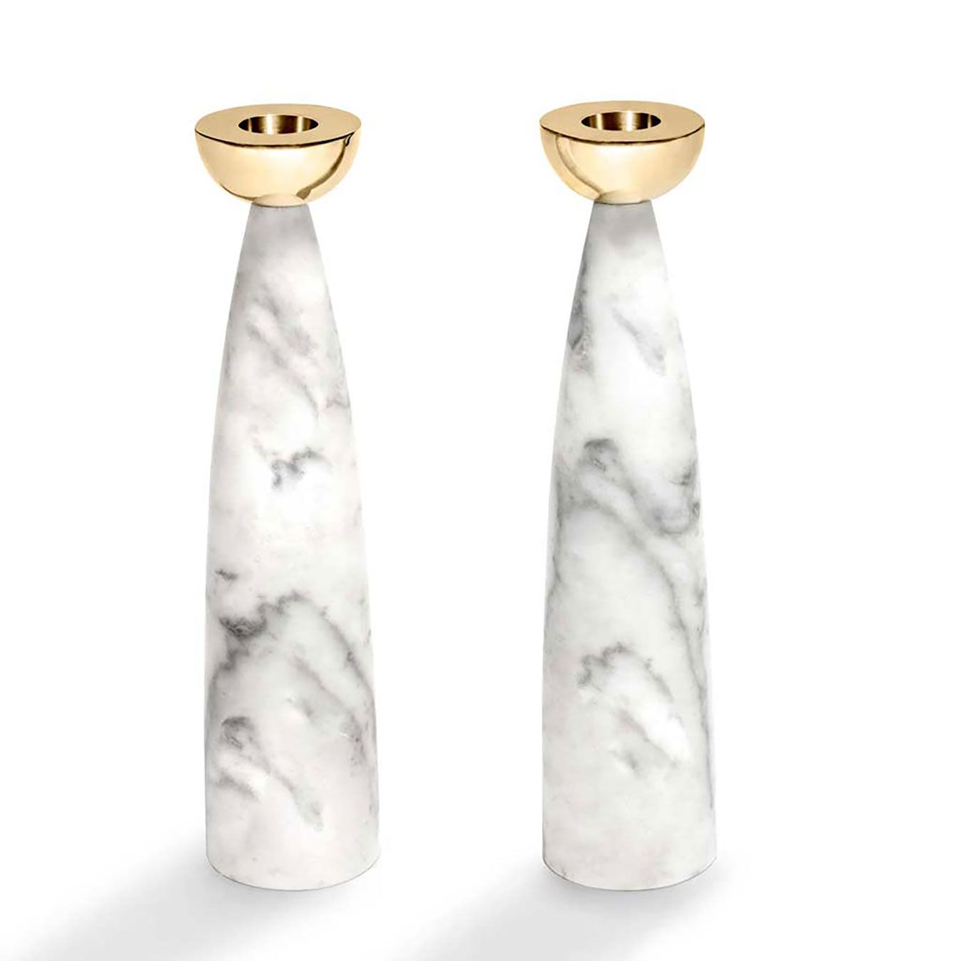 Anna New York Coluna Candleholders Marble and Gold Set of 2 COL-CDS2-37B, 810345029556
