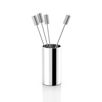 Anna New York Striations Cocktail Picks in Holder Silver Set of 4 STR-PHS4-15T, 850058256283