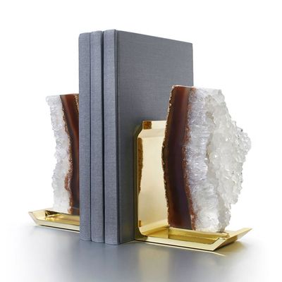 Anna New York Fim Bookends Agate Druze and Gold Set of 2 FIM-BEOS-35B, 810345028993