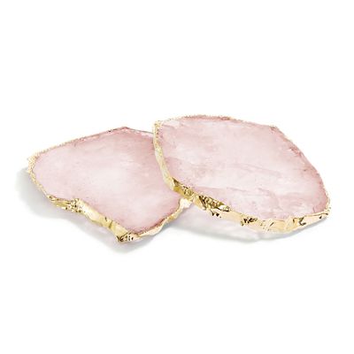 Anna New York Kivita Coasters Rose Quartz and Gold Set of 2 KV-007, 810345022861
