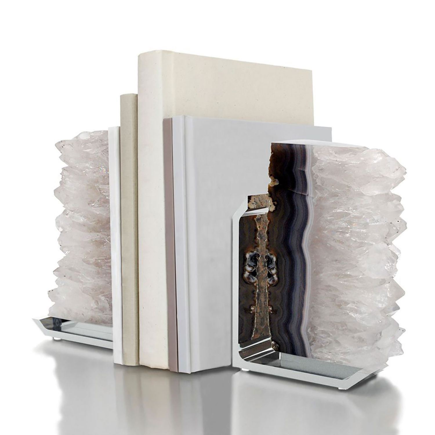 Anna New York Fim Bookends Agate Druze and Silver Set of 2 FI-002, 810345020508