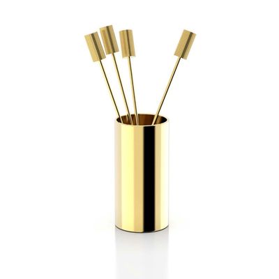 Anna New York Striations Cocktail Picks in Holder Gold Set of 4 STR-PHS4-15G, 850058256306