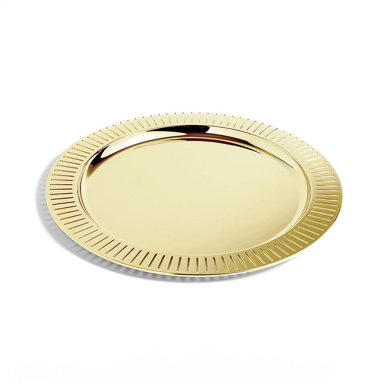 Anna New York Striations Serving Tray Round Gold STR-ROTR-15G, 850058256207