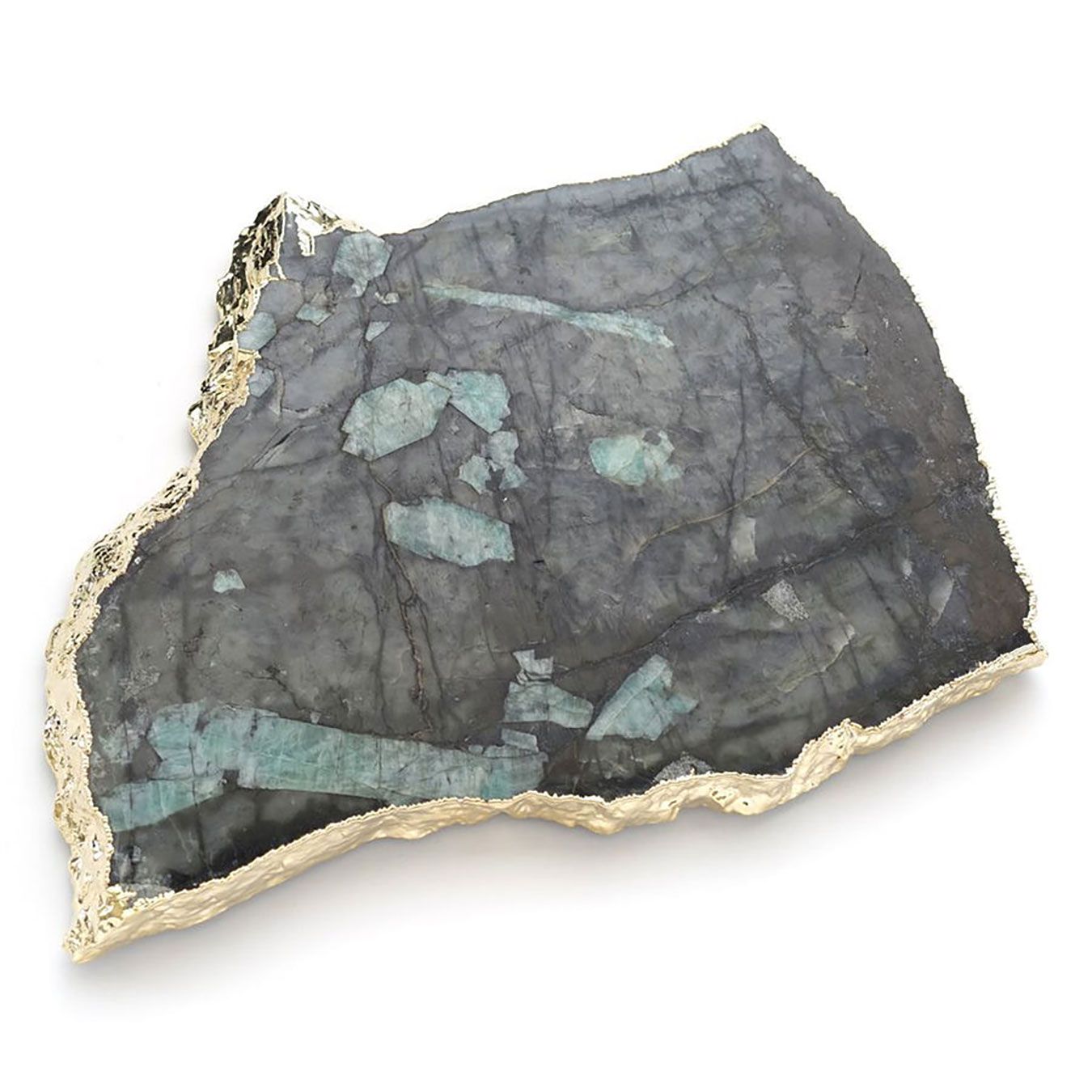 Anna New York Kiva Platter Medium Emerald and Gold KM-042, 810345025633