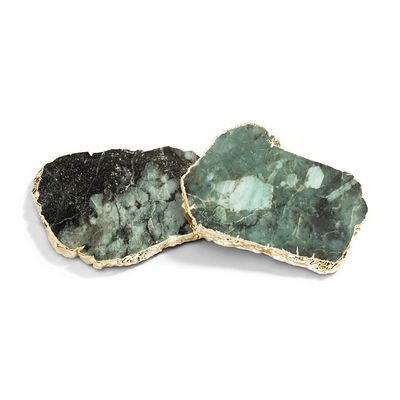 Anna New York Kivita Coasters Emerald and Gold Set of 2 KV-042, 810345025640