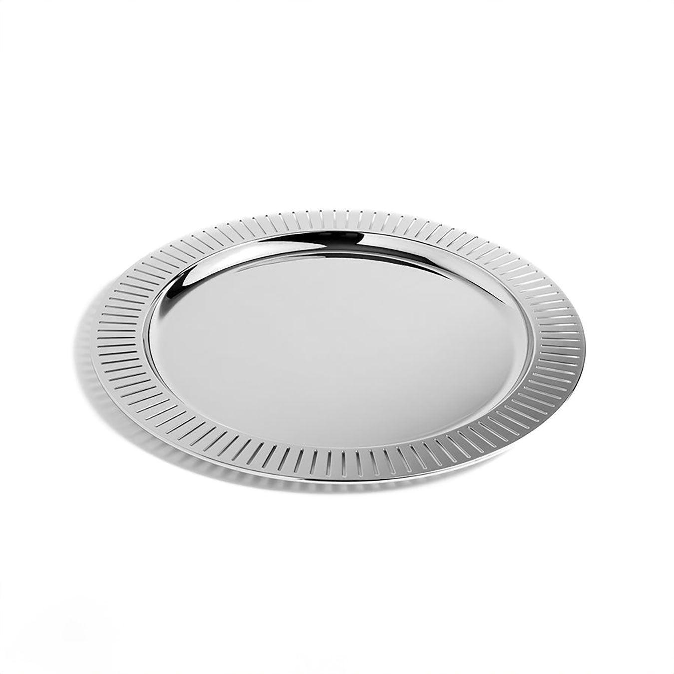 Anna New York Striations Serving Tray Round Silver STR-ROTR-15T, 850058256160