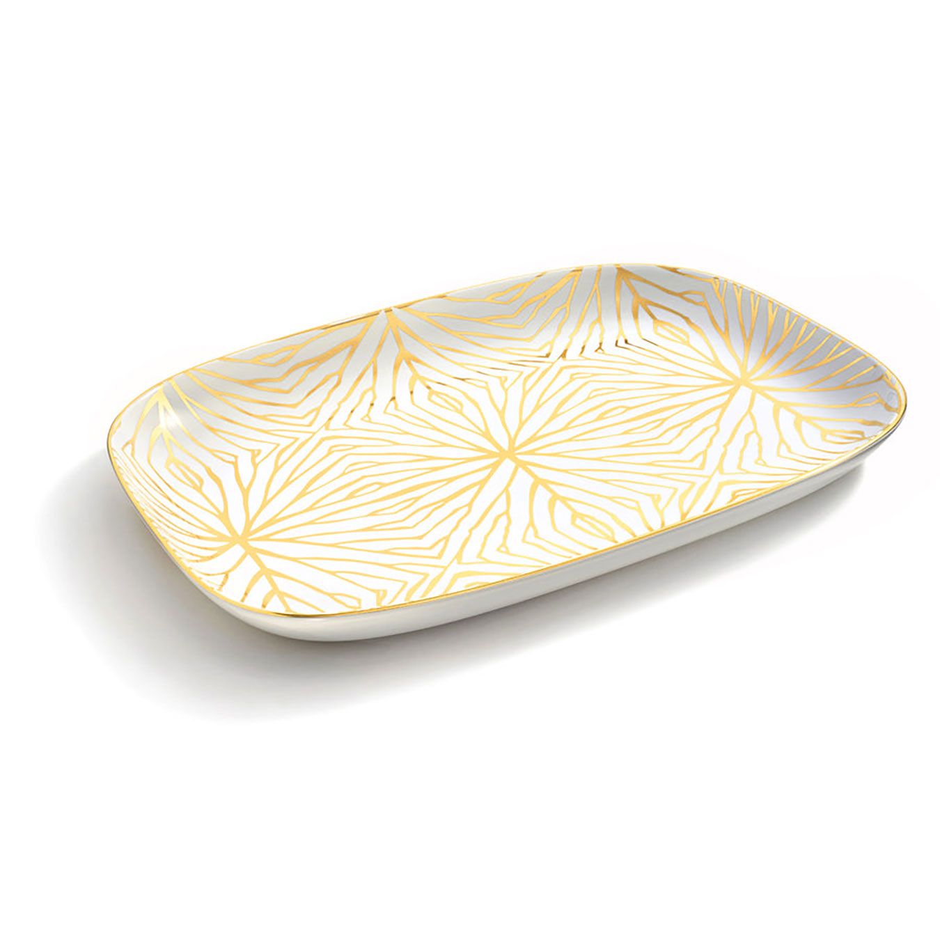 Anna New York Talianna Lily Pad Serving Platter White and Gold LLP-SPOS-99G, 850013927432