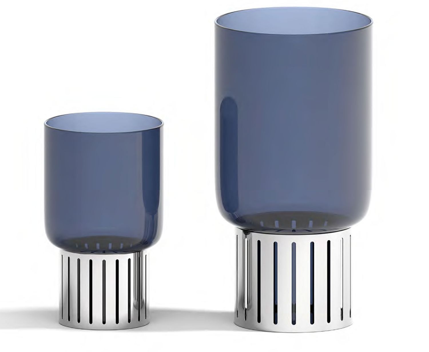 Anna New York Vase Medium Glass Blue and Metal STR-VAMD-51T, 850058256757