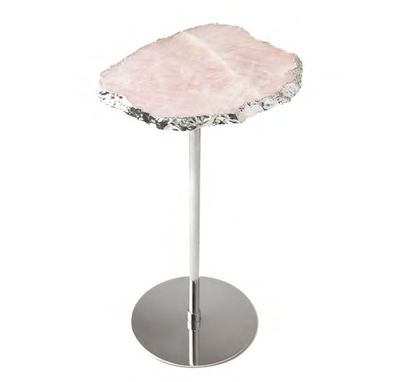Anna New York Capa Side Table Rose Quartz and Silver CAP-STSR-61S, 850058256573