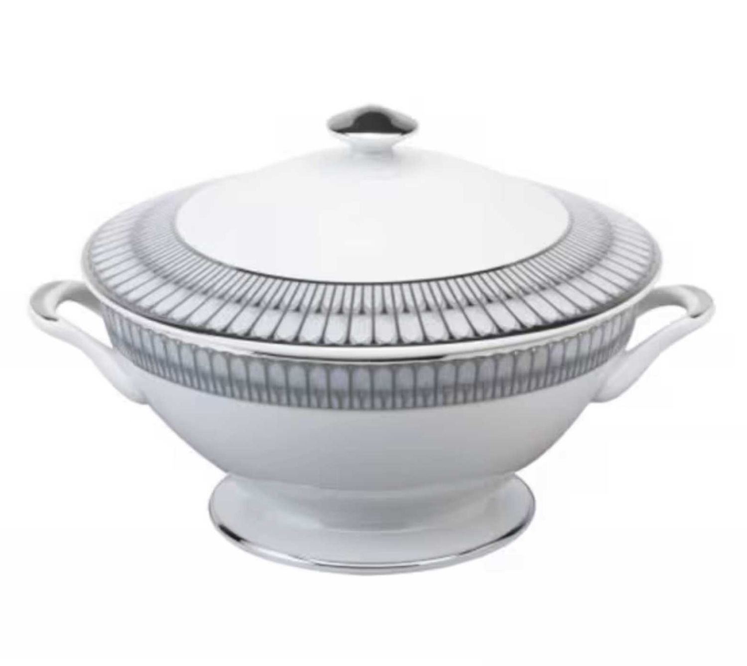 Philippe Deshoulieres Arcades Grey &amp; Shiny Platinum Soup Tureen, 32087, 3104363026572
