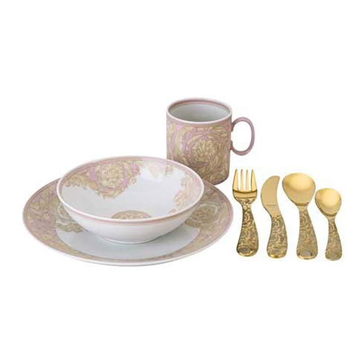 Versace Barocco�Rose Kids Dinnerware and Cutlery Set 7 Piece 19335-403780-28514, 790955195912