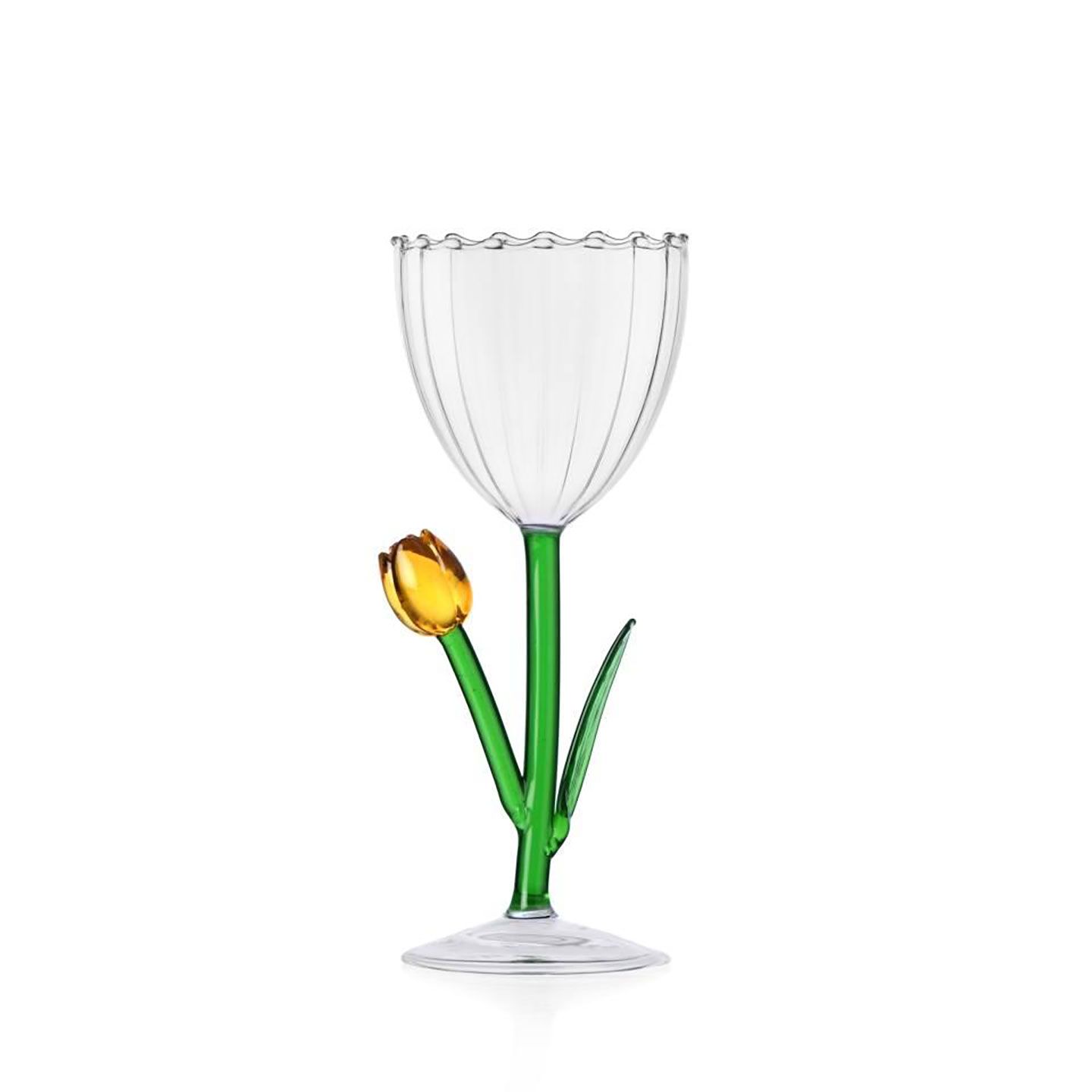 Ichendorf Botanica Optic Stemmed Glass Yellow Tulip 9.5 oz IC354.105, 790955395770