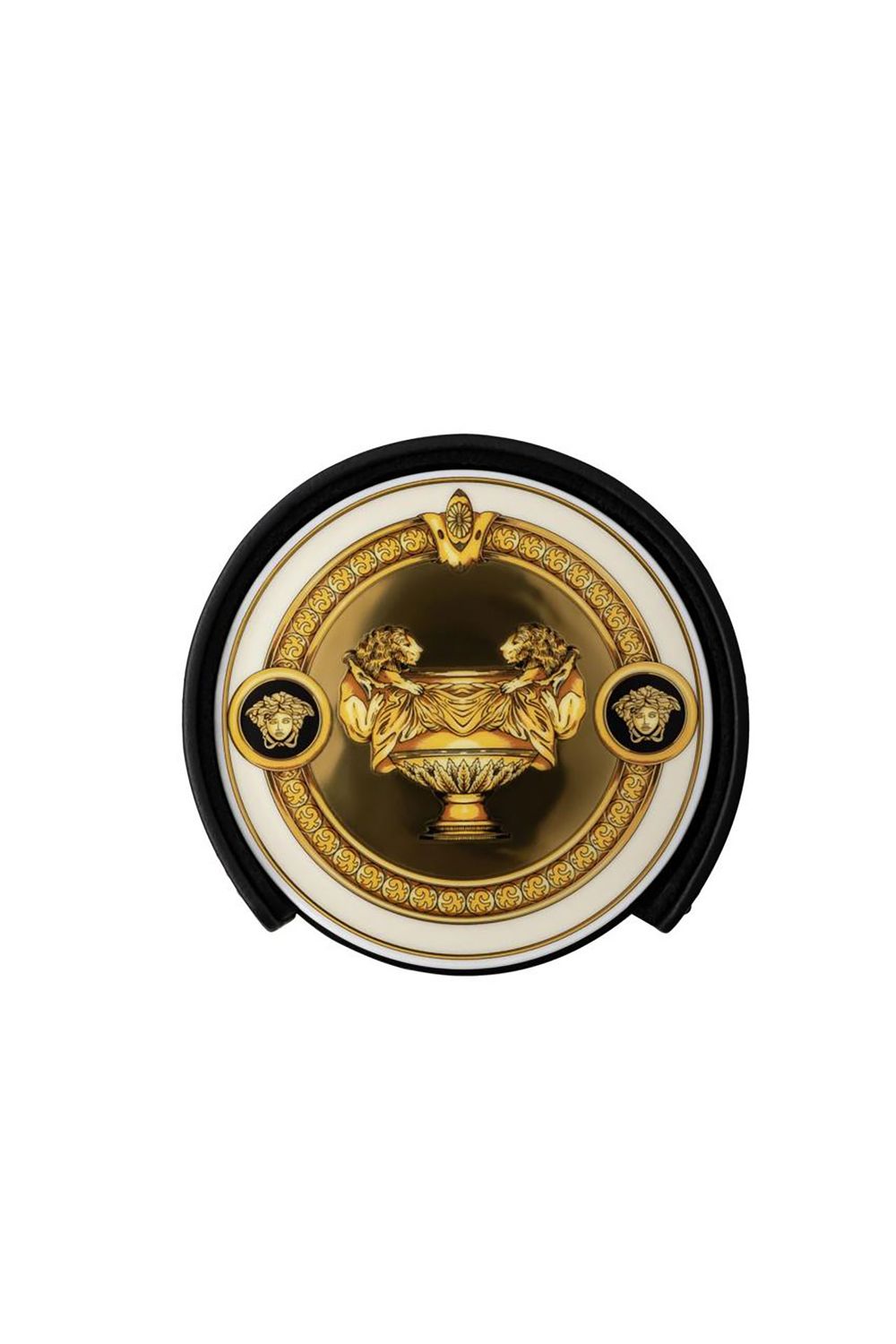 Versace Prestige Gala Coaster Porcelain Set 4 Piece in Leather Box 3 1/2 Inch each 14214-403637-287…