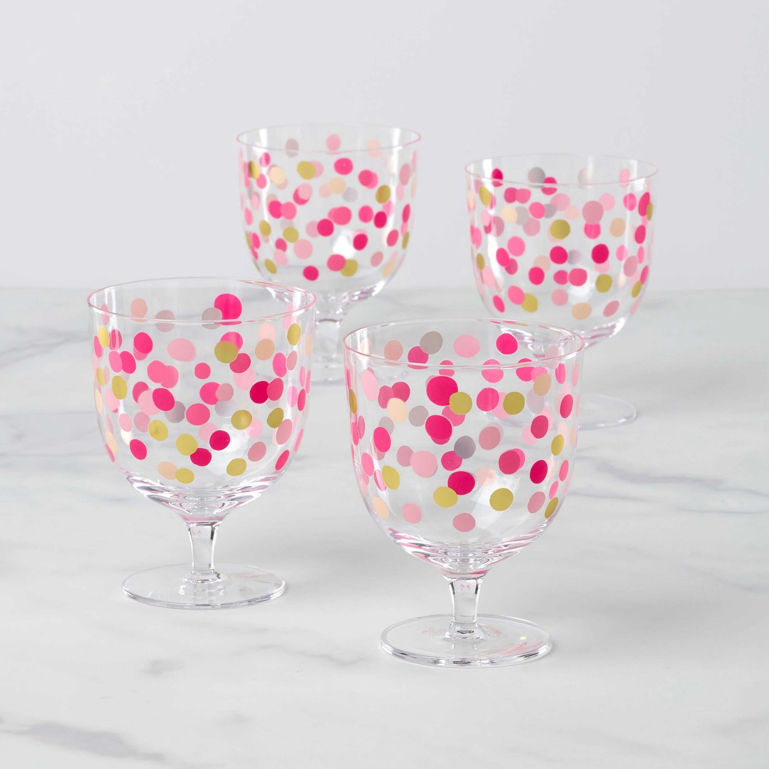 Kate Spade It's Raining Confetti Short Wine Glasses Set of 4 897538, 882864871732